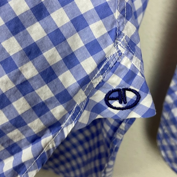 Alfred Dunhill Men's 16 Shirt – Blue White Gingham French Cuff Old Money Preppy‎ - Picture 7 of 9